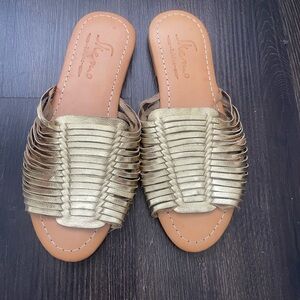 Women’s Metallic Gold Slide Sandals